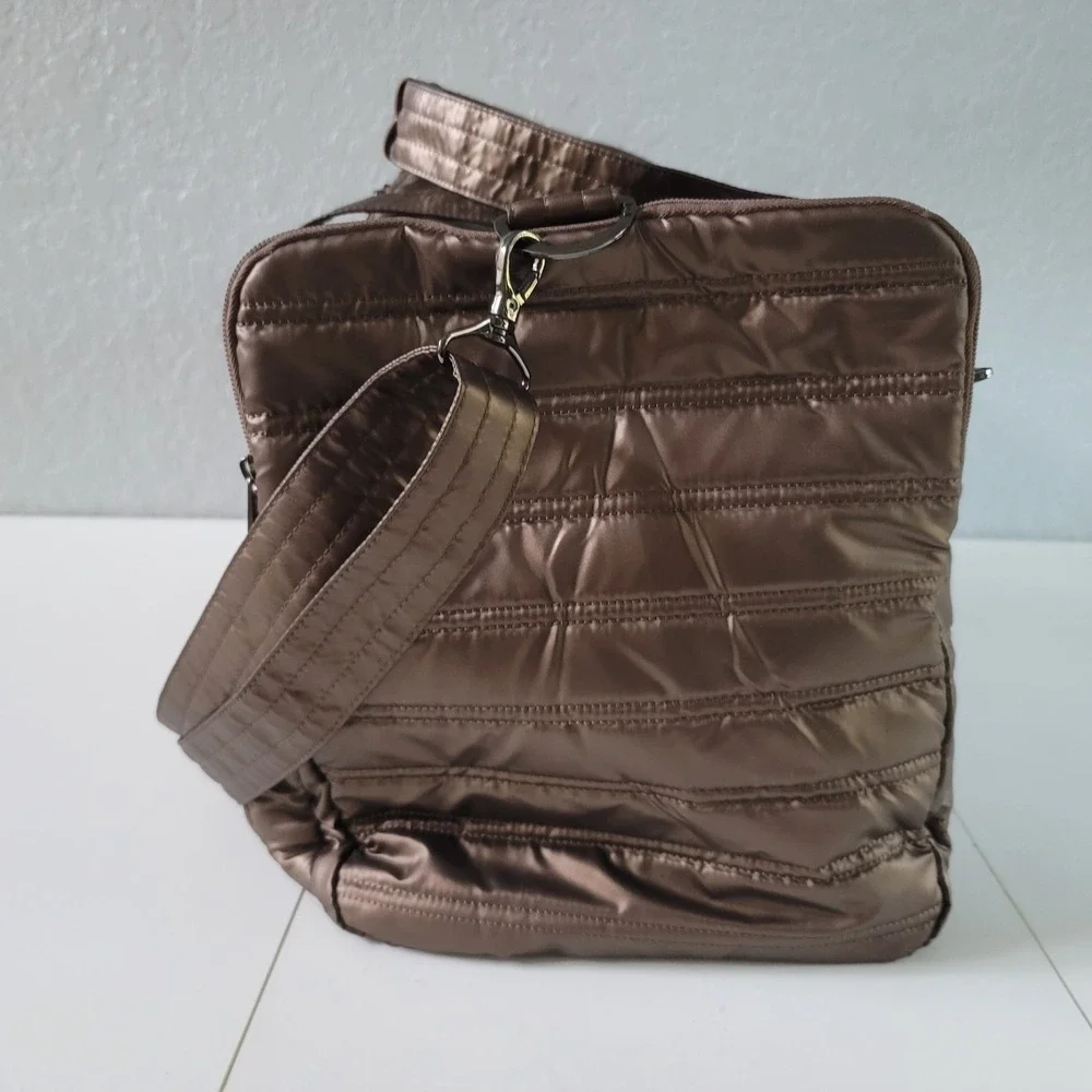 Lug Oversized Weekender Bag - Trolley Duffel - Metallic Bronze, Camo Liner